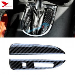 Free Shipping Carbon fiber Interior Gear Shift Panel Stripe Cover Trim 2pcs For Ford Mustang 2015 - 2019