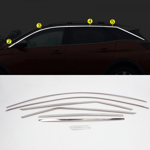 Stainless Steel Upper Window Sill Trims 8pcs For Peugeot 3008 2016-2019