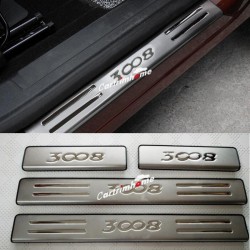 Free Shipping Steel Outer Door Sill Scuff Plate Cover Trim 4pcs For Peugeot 3008 Access / Active / Allure / GT 2016 2017