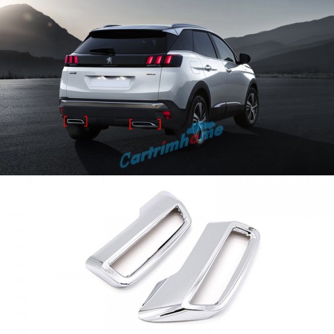 Free Shipping ABS Rear Exhaust Muffler Tip End Pipe Cover Trim 2pcs For Peugeot 3008 / 5008 Access / Active / Allure / GT 2016-2019