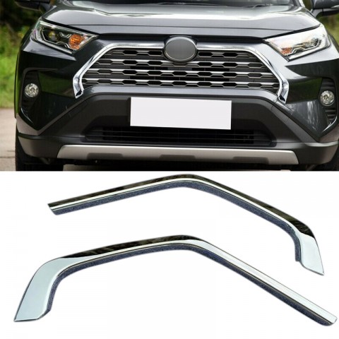 Not suitable for Prime!!!Free Shipping ABS Chrome Front Grill Grille Decorative Cover Trim Strips For Toyota RAV4 2019 2020 2021 2022 2023