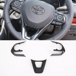 Free Shipping Interior ABS Carbon Style Steering Wheel Cover Trim For Toyota RAV4 2019 2020 2021 2022 2023