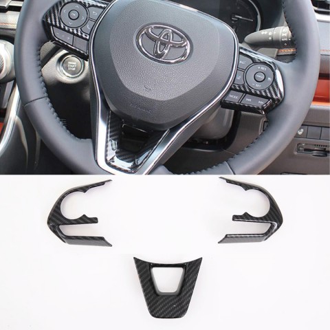 Free Shipping Interior ABS Carbon Style Steering Wheel Cover Trim For Toyota RAV4 2019 2020 2021 2022 2023