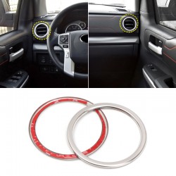 Free Shipping Interior Dashboard Console Side Air Vent Cover Ring Decor Stainless Steel 2PCS For Toyota Tundra Crewmax, Double Cab 2014-2021